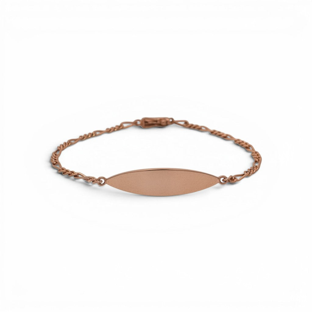 Pulsera estilo Cartier de oro rosado 18K de Sophia Schneider Joyas con placa personalizable y cadena retorcida.