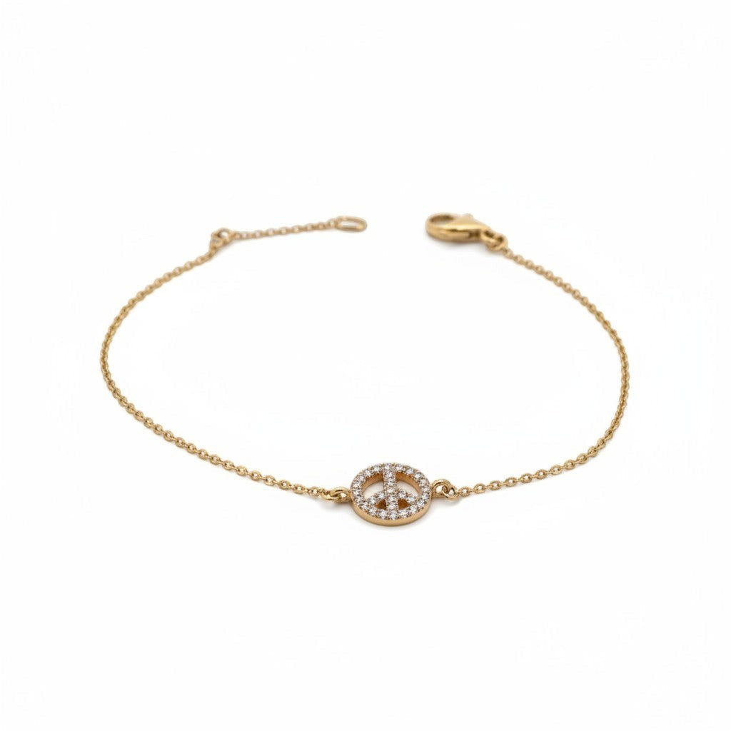 Pulsera Sophia Schneider Joyas con símbolo de paz en oro de 18K y diamantes de 0,15 ct