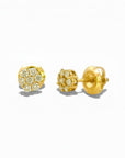 Sophia Schneider Joyas 10K gold stud earrings with 0.25 ct diamonds in a floral cluster design, 8x8mm.
