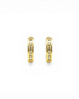 Sophia Schneider Joyas 10K gold hoop earrings with channel-set diamonds, 10mm diameter, 0.05 ct total diamond weight.