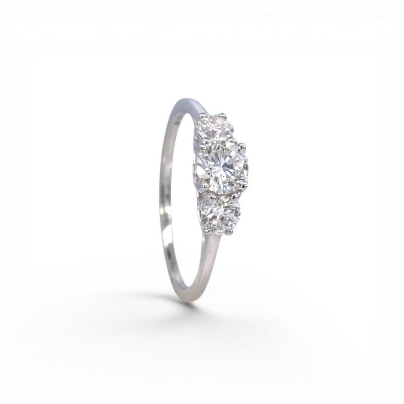 Sophia Schneider Joyas 10K white gold ring with three lab-created diamonds totaling 1 ct.
