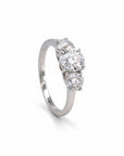 Sophia Schneider Joyas 10K white gold ring with three lab-created diamonds totaling 2 carats.