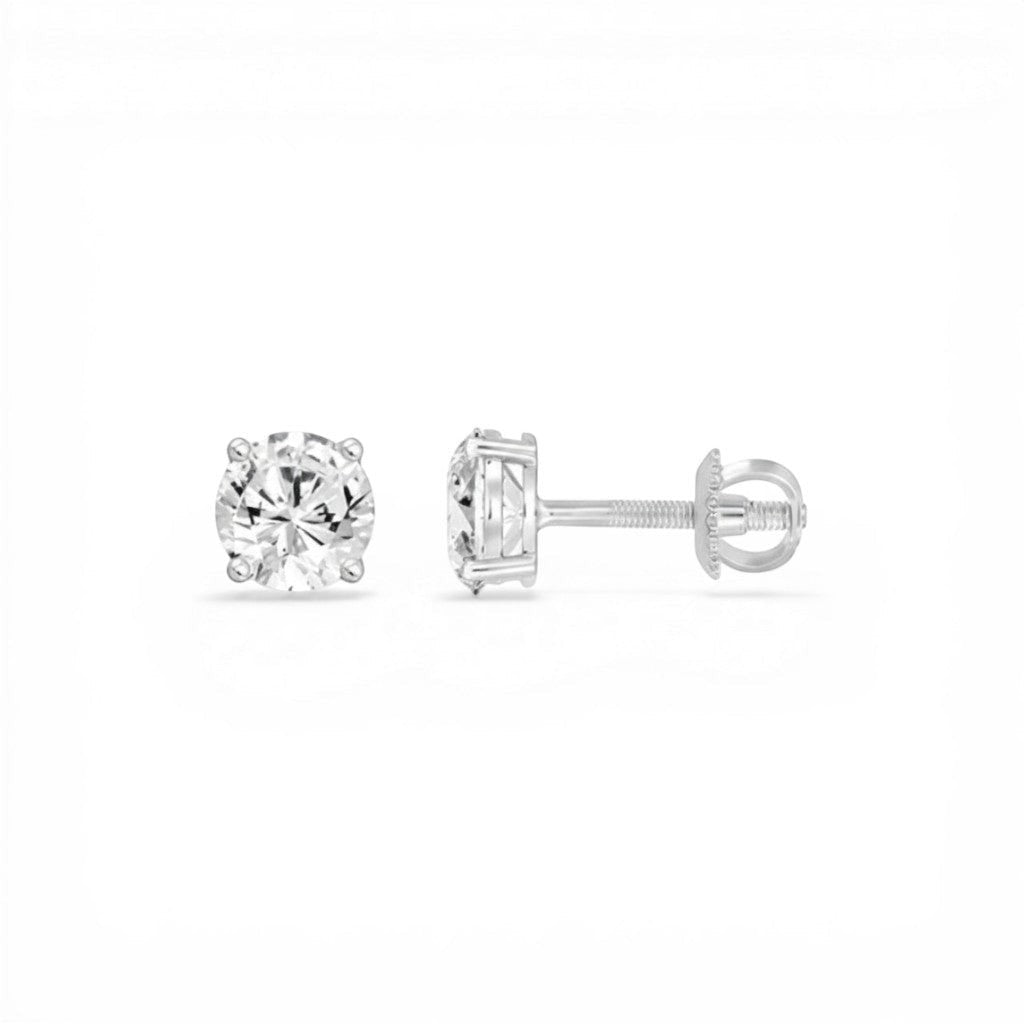 Sophia Schneider Joyas 10K white gold stud earrings with 1 Ct brilliant-cut lab-grown diamonds, 5mm.