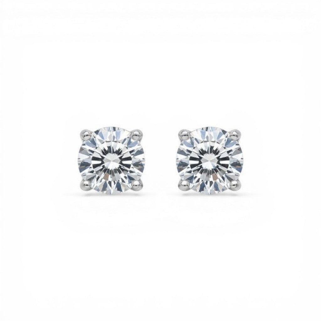 Sophia Schneider Joyas 10K white gold stud earrings with 1 ct lab-created brilliant cut diamonds.