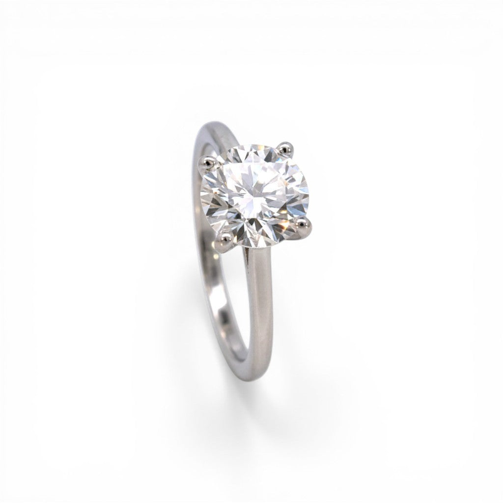Sophia Schneider Joyas 10K white gold solitaire ring with a 2 carat lab-created diamond.