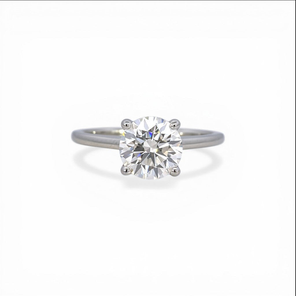 Sophia Schneider Joyas 10K white gold solitaire ring with a 2 carat lab-created diamond.