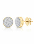 Sophia Schneider Joyas 10K yellow gold pave diamond stud earrings, 6mm, 0.05 ct. Round design with sparkling diamonds.