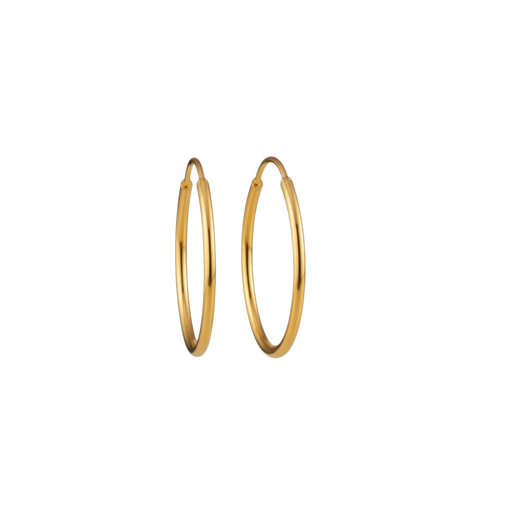 Sophia Schneider Joyas thin 1.8cm 14K gold hoop earrings with invisible closure and hinge opening.