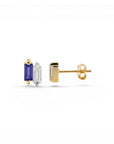 Sophia Schneider Joyas 14K gold earrings with baguette-cut iolite and clear cubic zirconia.
