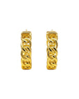 Sophia Schneider Joyas 18K gold hoop earrings with polished chain design, 15mm.