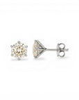 Sophia Schneider Joyas 18K gold lab-grown diamond stud earrings, 1.15 ct, E-VVS2 clarity, classic six-prong setting.
