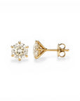Sophia Schneider Joyas 18K yellow gold stud earrings with 1.15 ct lab-grown diamonds, E-VVS2 clarity.
