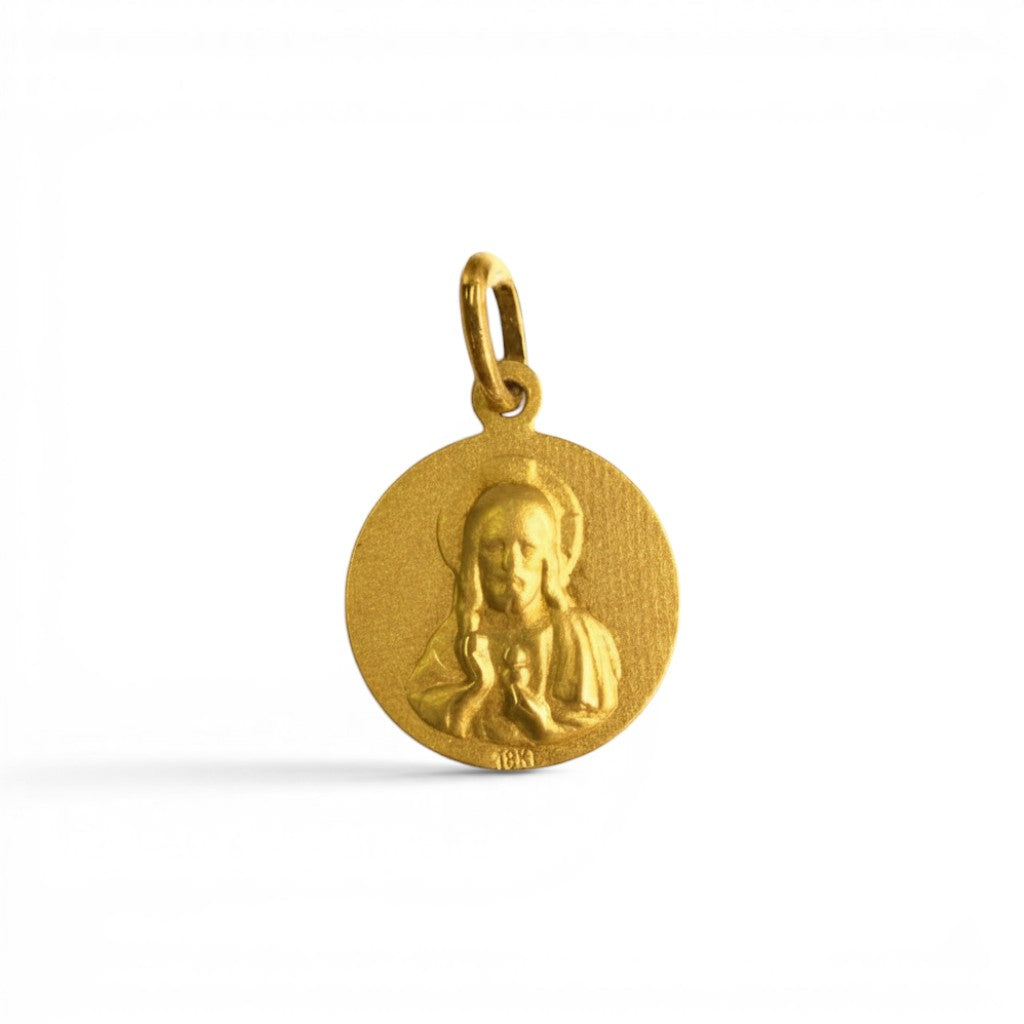 Sophia Schneider Joyas 18K yellow gold scapular pendant with religious figures. 2.2 cm.