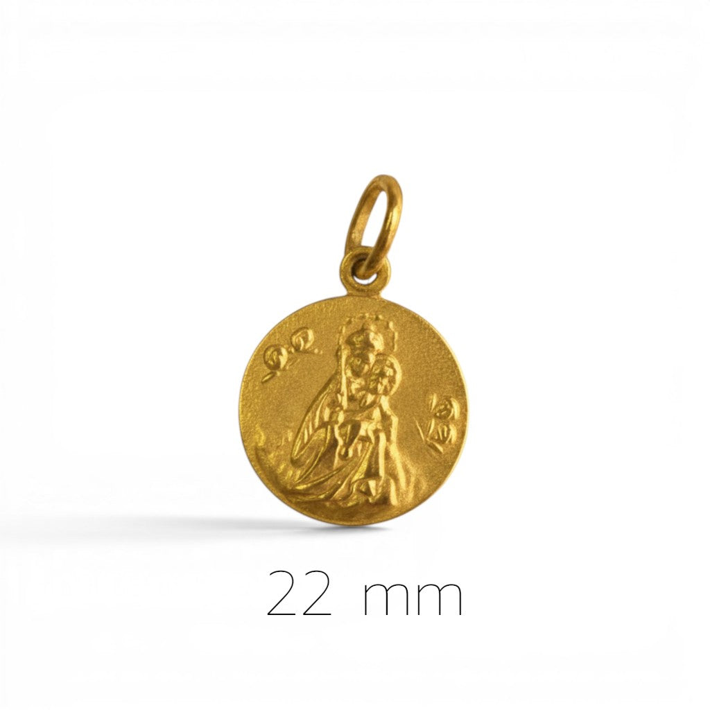 Sophia Schneider Joyas 18K yellow gold scapular pendant with religious figures. 2.2 cm.