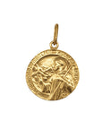 Sophia Schneider Joyas 18K gold St. Bernard medal, 17mm, depicting the saint with mountains and staff.