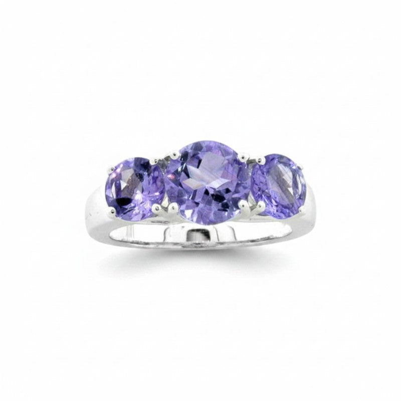 Sophia Schneider Joyas sterling silver ring with three oval amethyst stones, 3.78 ctw.