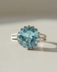 Sophia Schneider Joyas blue topaz crown ring with 13mm, 7.56ct stone and rhodium-plated silver.