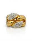 Sophia Schneider Joyas chunky gold-plated silver ring with braided design and pave crystal accents.