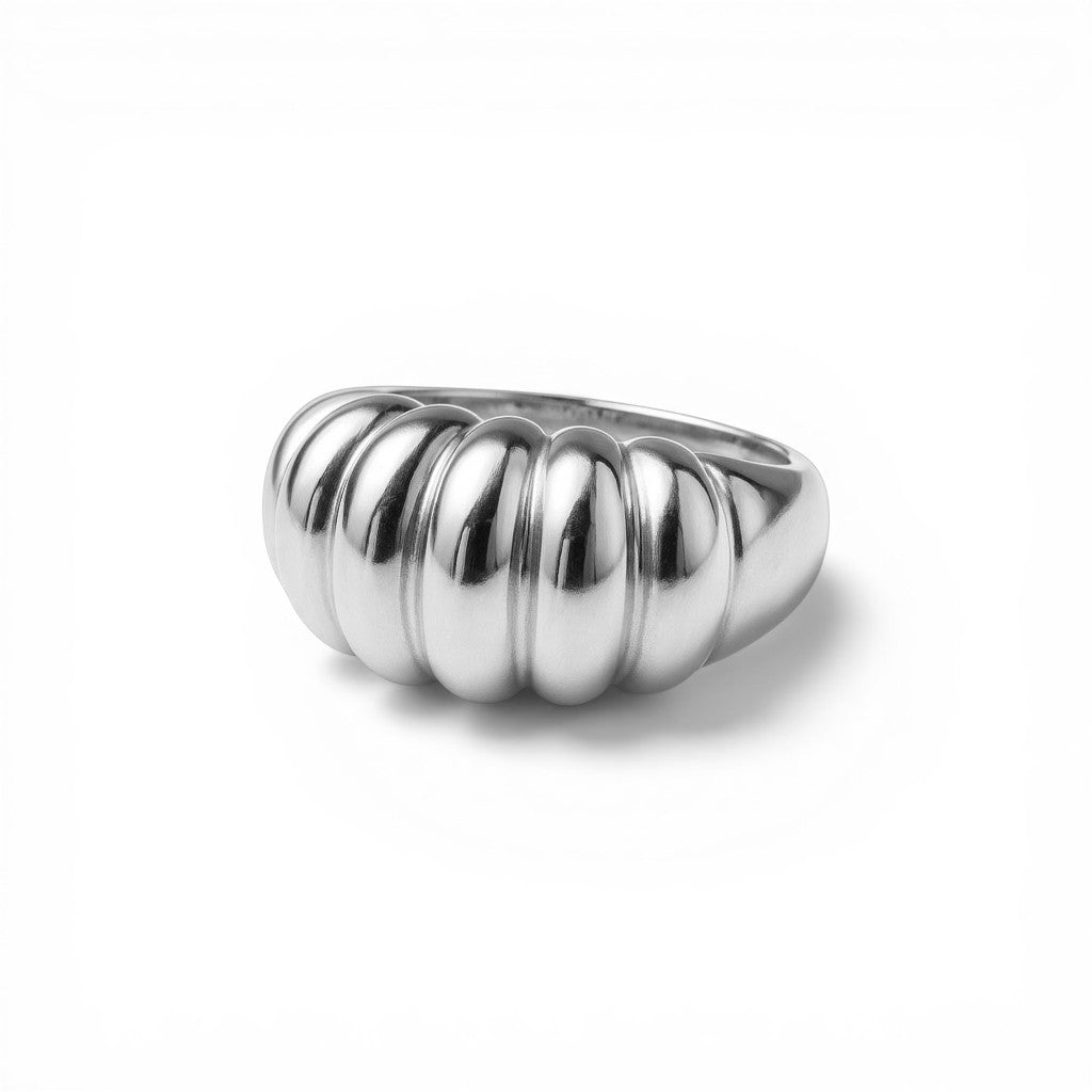 Sophia Schneider Joyas chunky gold-tone ring with ribbed texture, size 13, made in Spain.
