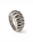 Sophia Schneider Joyas chunky ribbed silver-plated ring with rhodium finish, size 13.