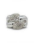Sophia Schneider Joyas chunky silver braided ring with pave crystal details.