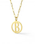 Sophia Schneider Joyas collar de eslabones mini en oro de 14K con medalla circular y letra B calada. Cadena de 45 cm.