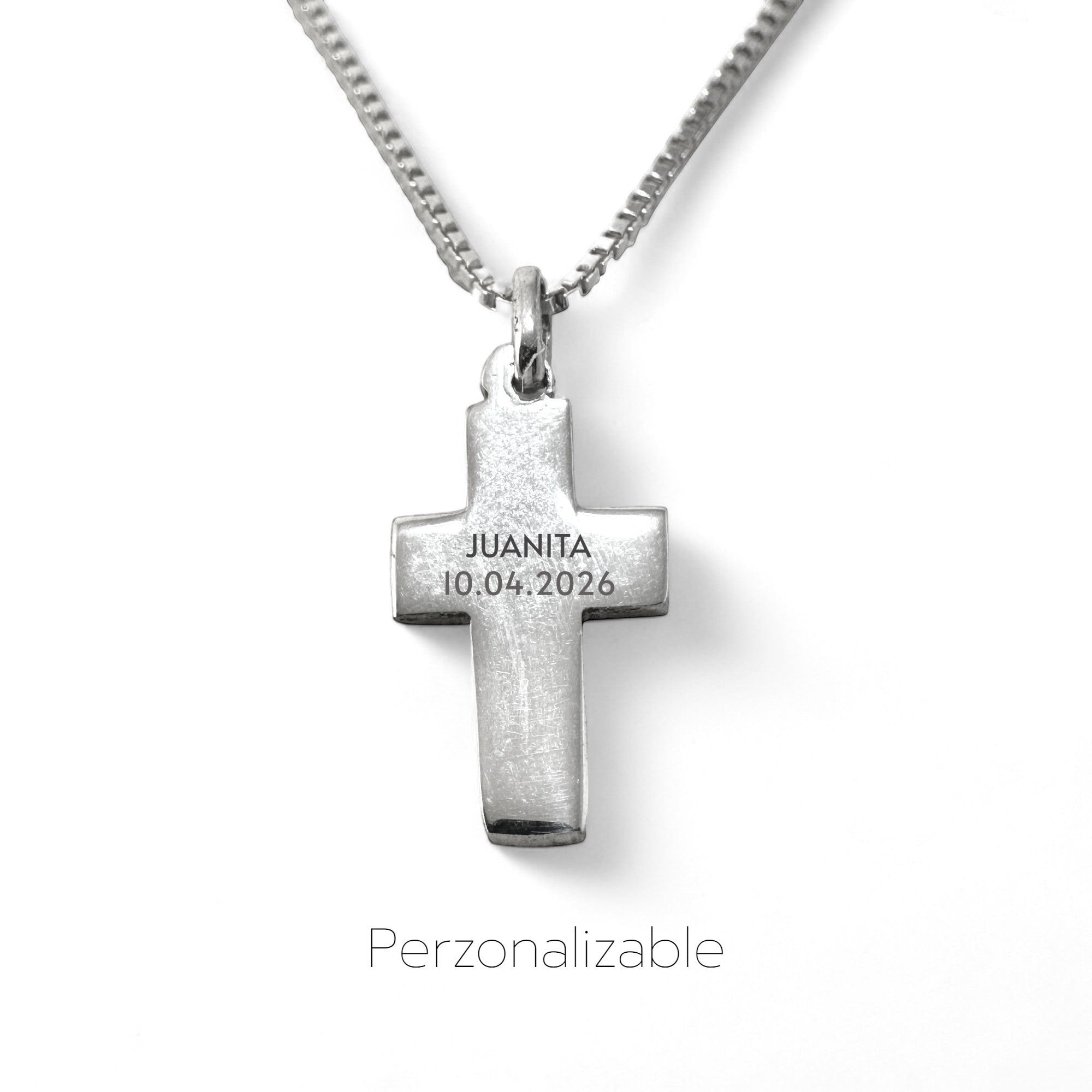 Cruz de plata 925 de 12x20 mm de Sophia Schneider Joyas, personalizable con grabado láser.