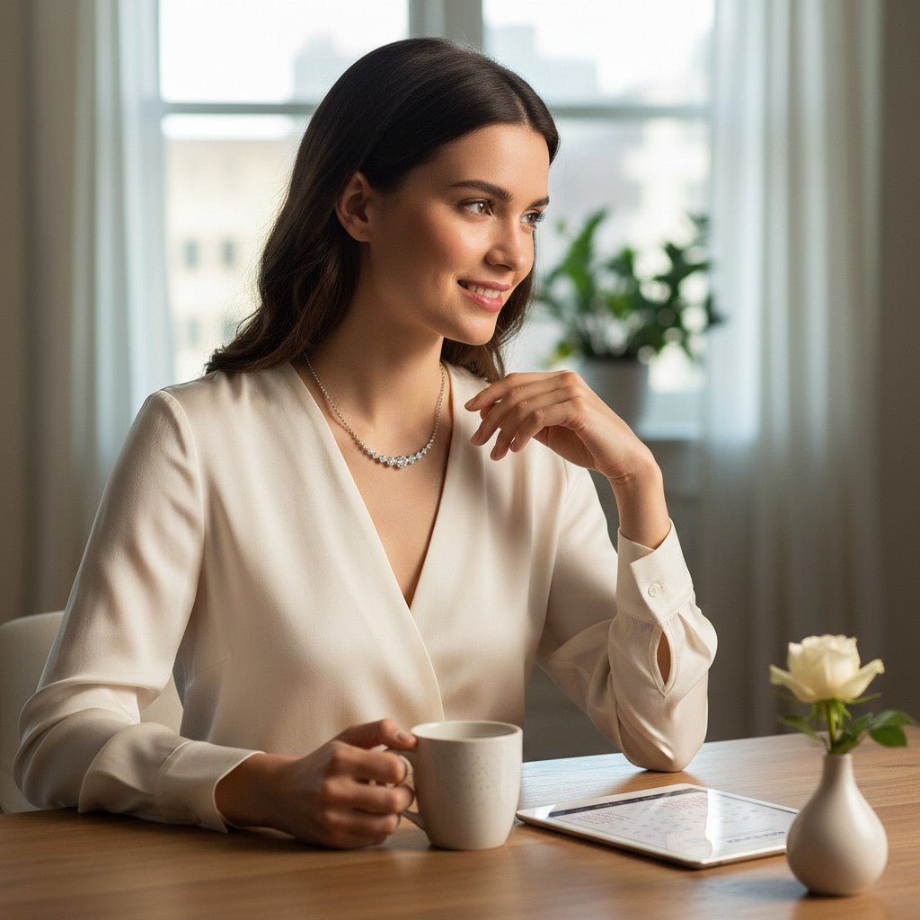 Sophia Schneider Joyas 0.5 ctw lab-created diamond graduated necklace in sterling silver 925.