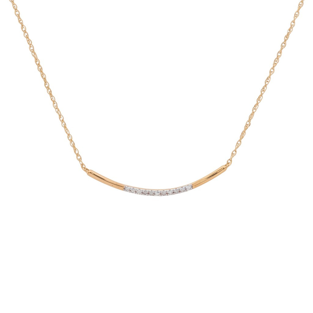 Sophia Schneider Joyas 18K gold plated sterling silver necklace with a curved bar pendant set with 0.05 ctw lab diamonds.