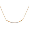 Sophia Schneider Joyas 18K gold plated sterling silver necklace with a curved bar pendant set with 0.05 ctw lab diamonds.