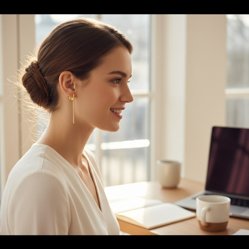 Sophia Schneider Joyas gold bar drop earrings, 4cm, made of silver with gold plating.