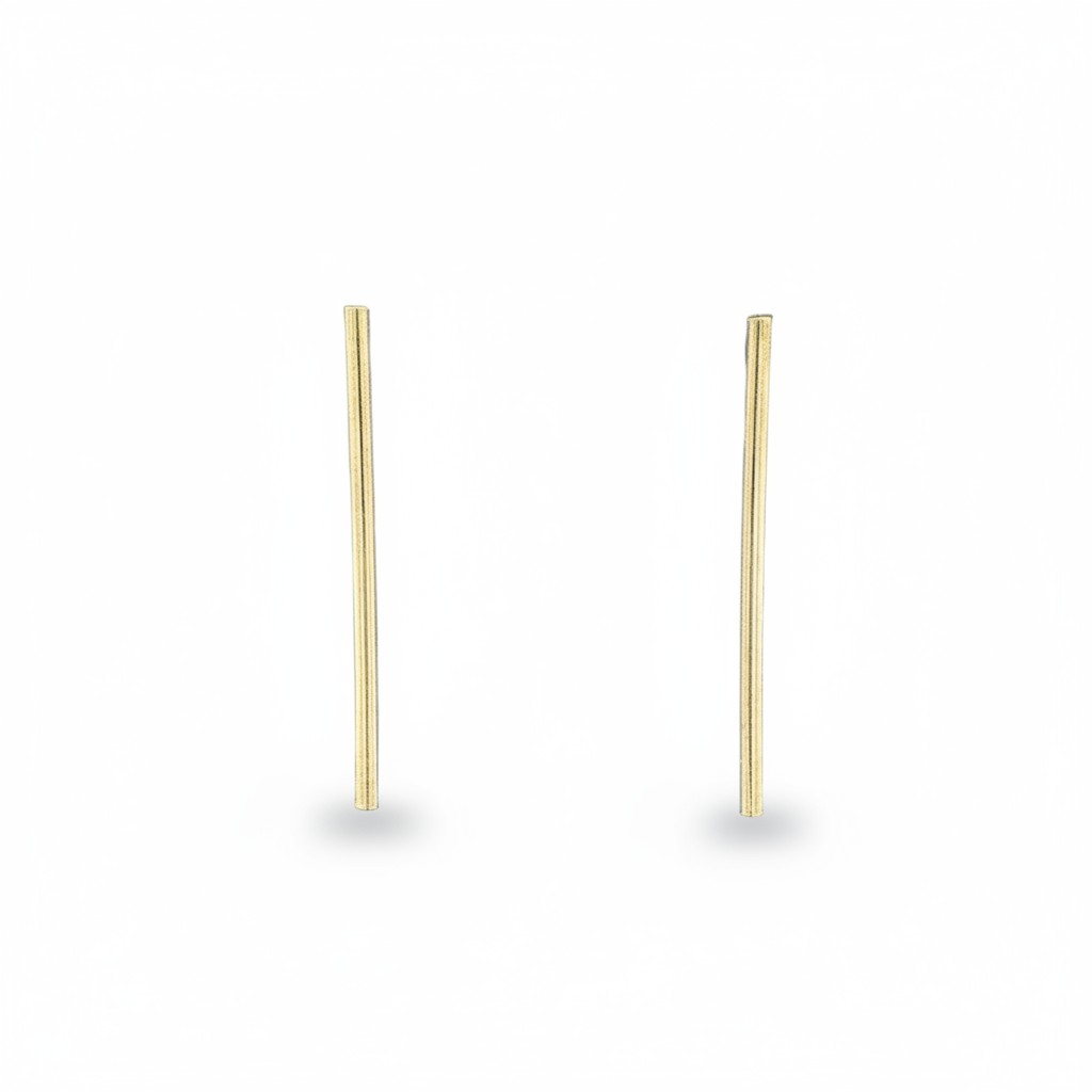 Sophia Schneider Joyas gold plated silver bar drop earrings, 4cm length.