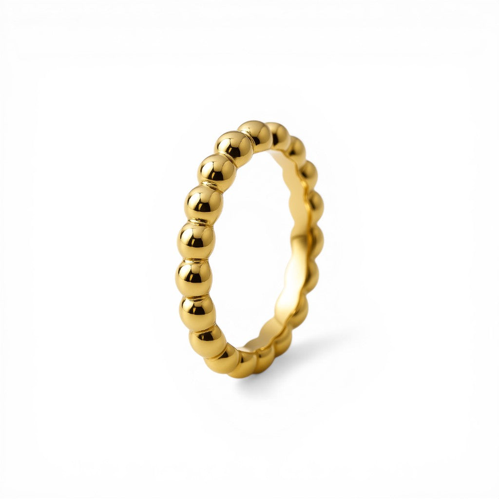 Sophia Schneider Joyas gold-plated silver ring with a beaded design, size 11.