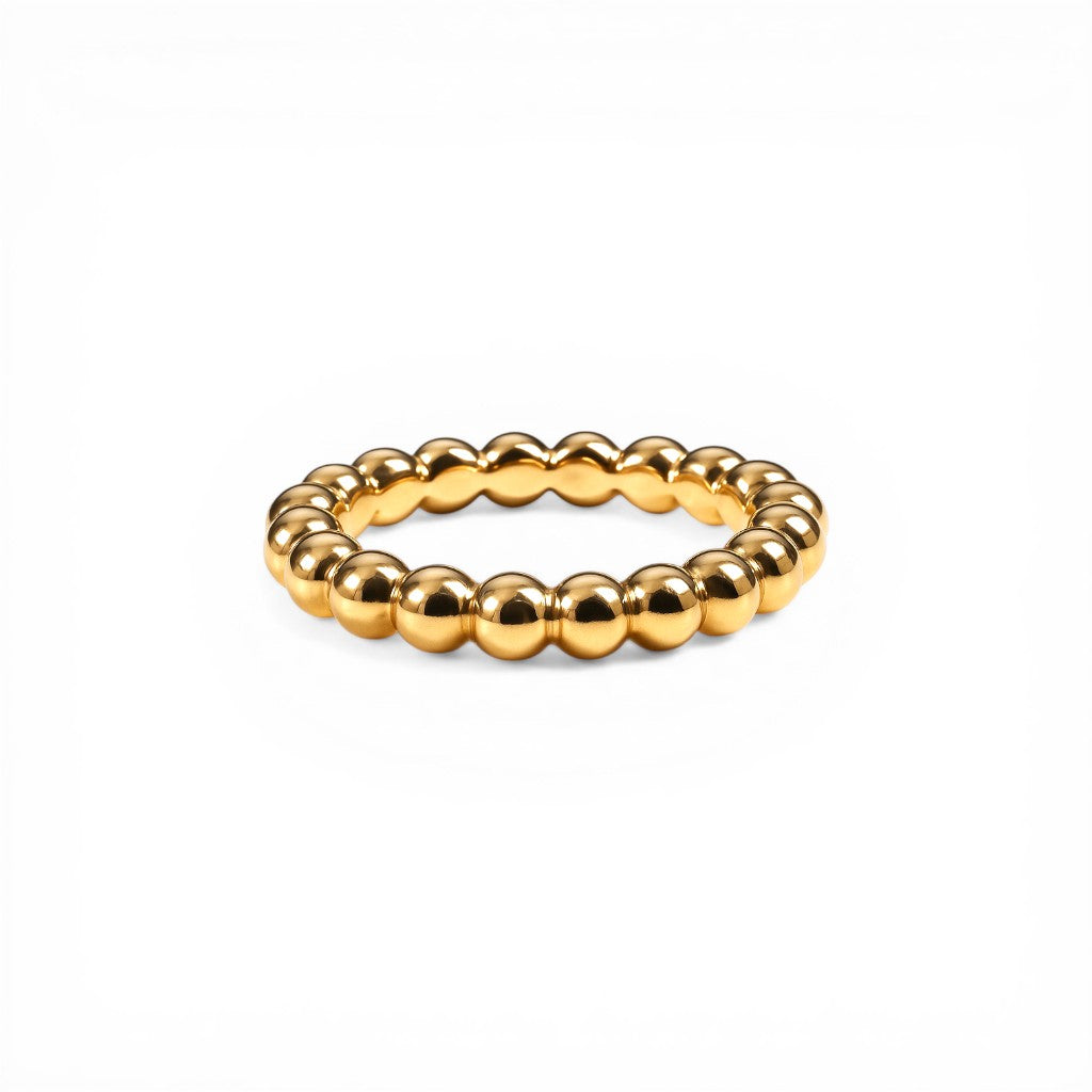 Sophia Schneider Joyas gold-plated silver ring with a beaded design, size 11.