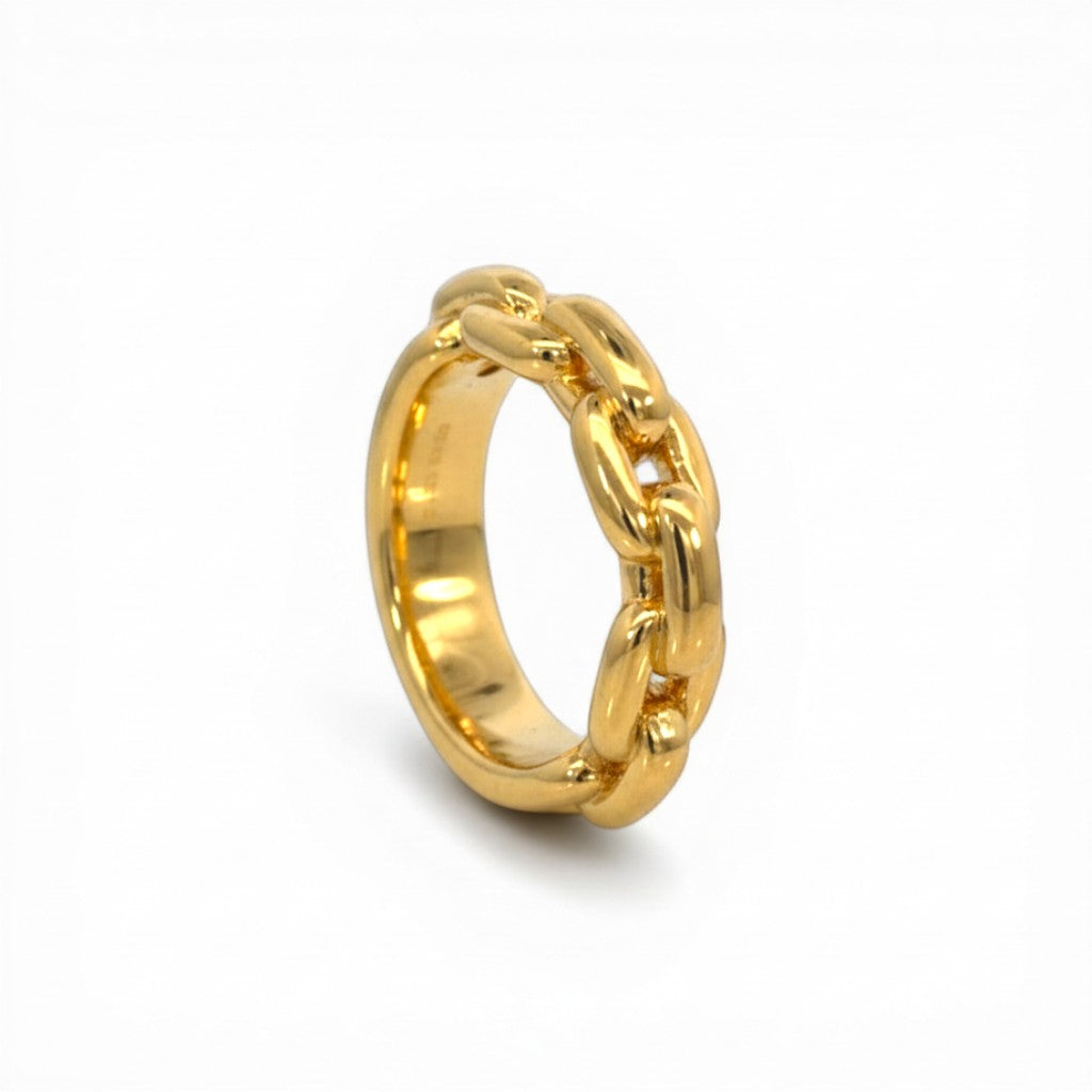 Sophia Schneider Joyas gold-plated silver ring with a chunky chain design, size 13.