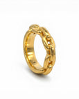 Sophia Schneider Joyas gold-plated silver ring with a chunky chain design, size 13.