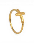 Sophia Schneider Joyas gold-plated silver ring with a minimalist cross design, size 11.
