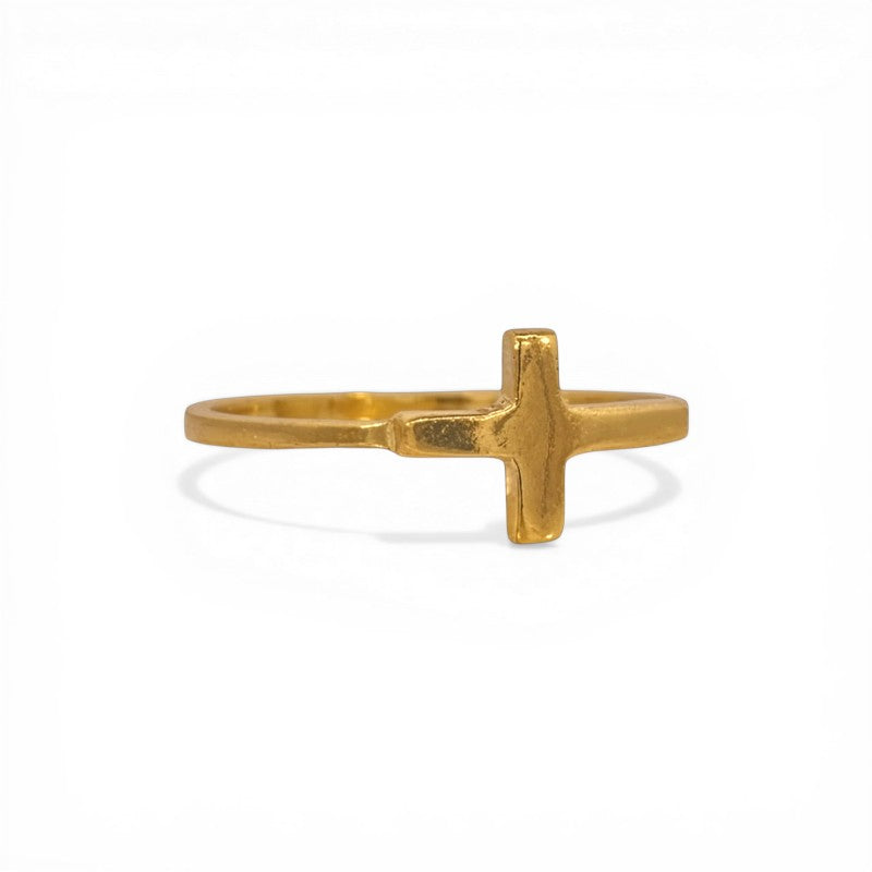 Sophia Schneider Joyas gold-plated silver ring with a cross design, size 11.