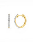 Sophia Schneider Joyas 18K gold plated sterling silver hoop earrings with 1 ct lab diamonds.