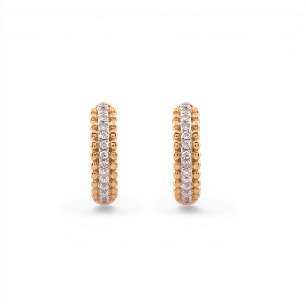 Sophia Schneider Joyas gold plated 18K sterling silver hoop earrings with lab diamonds and beaded detail.