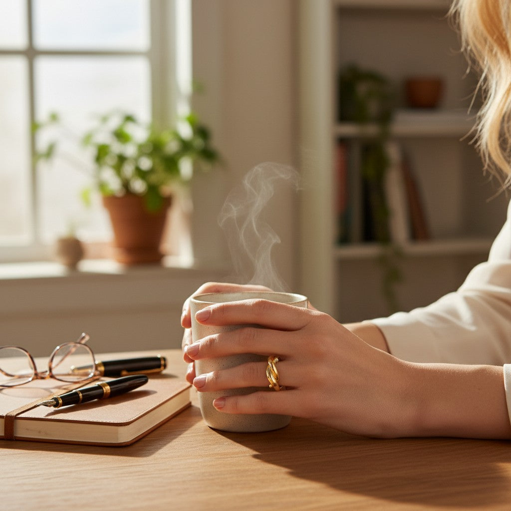 Sophia Schneider Joyas gold knot ring, rhodium-plated silver, size 17. Elegant twisted design.