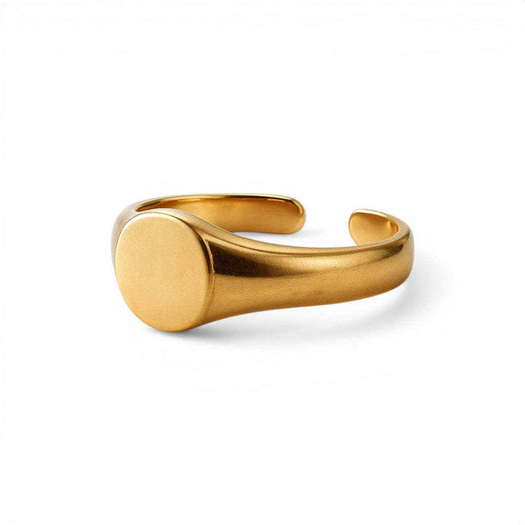 Sophia Schneider Joyas small oval signet ring in gold-plated silver, adjustable.
