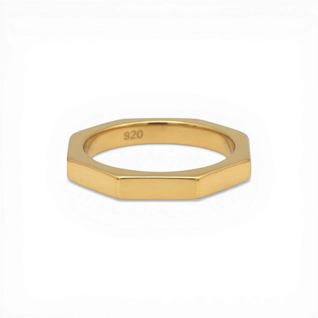 Sophia Schneider Joyas gold-plated silver hexagonal ring, size 11.