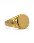 Sophia Schneider Joyas large gold-plated silver signet ring with adjustable band and diamond detail.