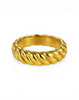 Sophia Schneider Joyas gold-plated sterling silver Tubogas ring with twisted design. Size 13.