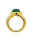 Sophia Schneider Joyas gold-plated silver ring with a cabochon-cut green onyx stone in a rhombus setting.
