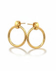 Sophia Schneider Joyas large gold plated silver hoop earrings with link detail, 5.3 cm.