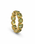 Sophia Schneider Joyas gold-plated silver ring with bezel-set green prehnite stones in square and oval cuts.