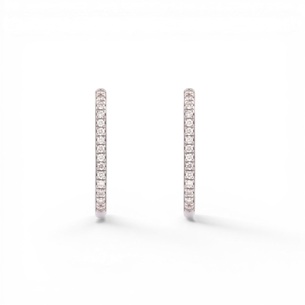 Sophia Schneider Joyas rectangular sterling silver hoop earrings with lab diamonds 0.15 ctw