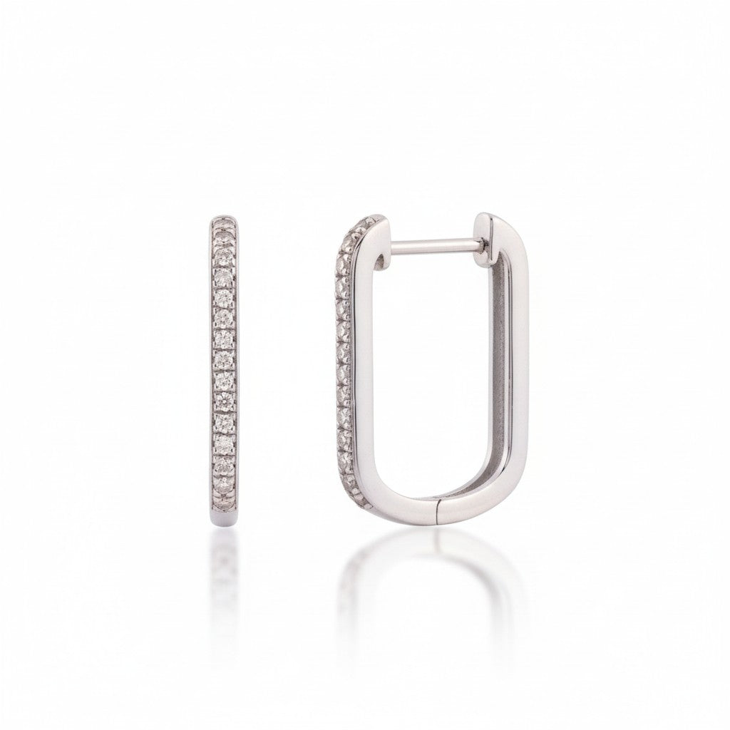 Sophia Schneider Joyas rectangular hoop earrings in sterling silver with lab diamonds 0.15 ctw